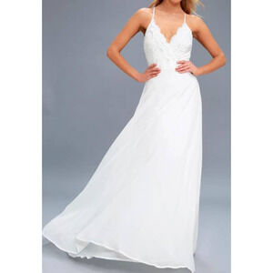 Elegant White Lace Maxi Dress